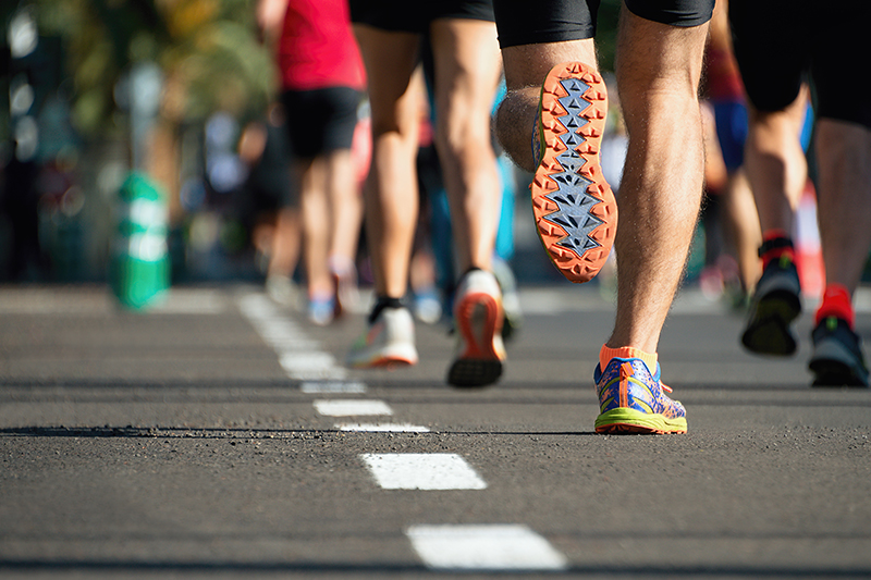 Close up of runners' feet